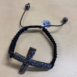 Hemetite Swarovski cross crystal bracelet!  New!